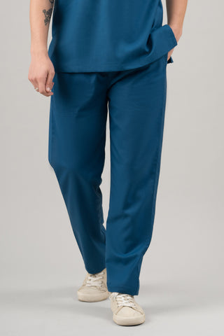 Serene Blue Scrub Pants- Creme Comfort